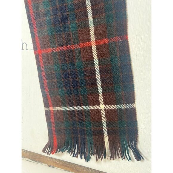 Vintage Scottish Wool Plaid Tartan Scarf Quiet Luxury Academia Green Old Money - Picture 2 of 6